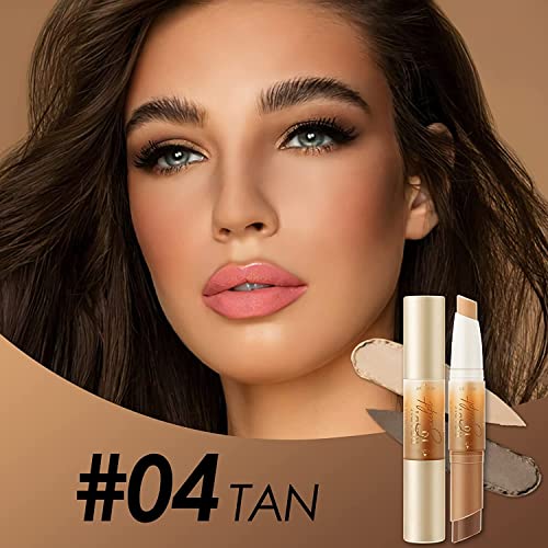 2 in 1 Cream Bronzer and Highlighter Stick,Non-greasy & Non-drying Contours Makeup Pencil,Easily to Create a Natural Matte Finishing with Highly Formula,Long Lasting Waterproof Face Brighten(04#TAN) - Image 2