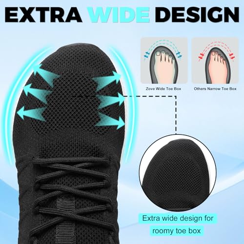 Image of ZOVE Wide Toe Box Shoes for Men Extra Wide Width Sneakers Non-Slip Ultra Light Wide Tennis Running Shoes Breathable Casual Walking Sneakers Diabetes Workout Gym Jogging Sports