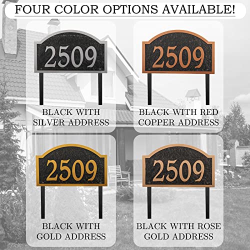 Address Sign Plaque Lawn Mounted Cast Metal - Personalized Metal Large House Numbers Sign Plaque Plate For Lawn,Garden,Yard,Street - House Address Numbers For Outside House 911 Visibility With Stake(Red Copper) #TOP1