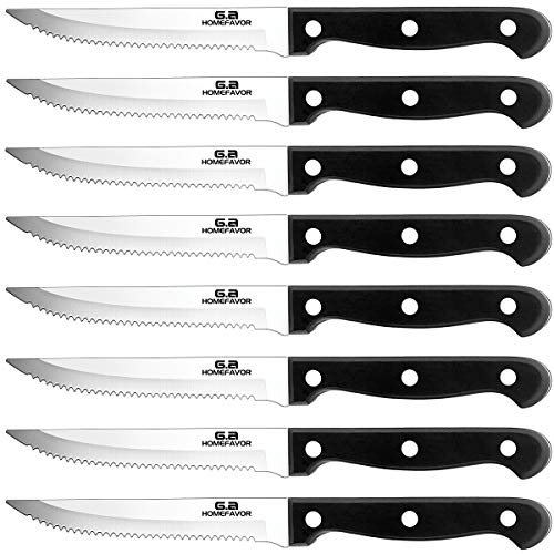 G.a HOMEFAVOR Stainless Steel 8 - Piece Kitchen Steak Serrated Knife Set Black