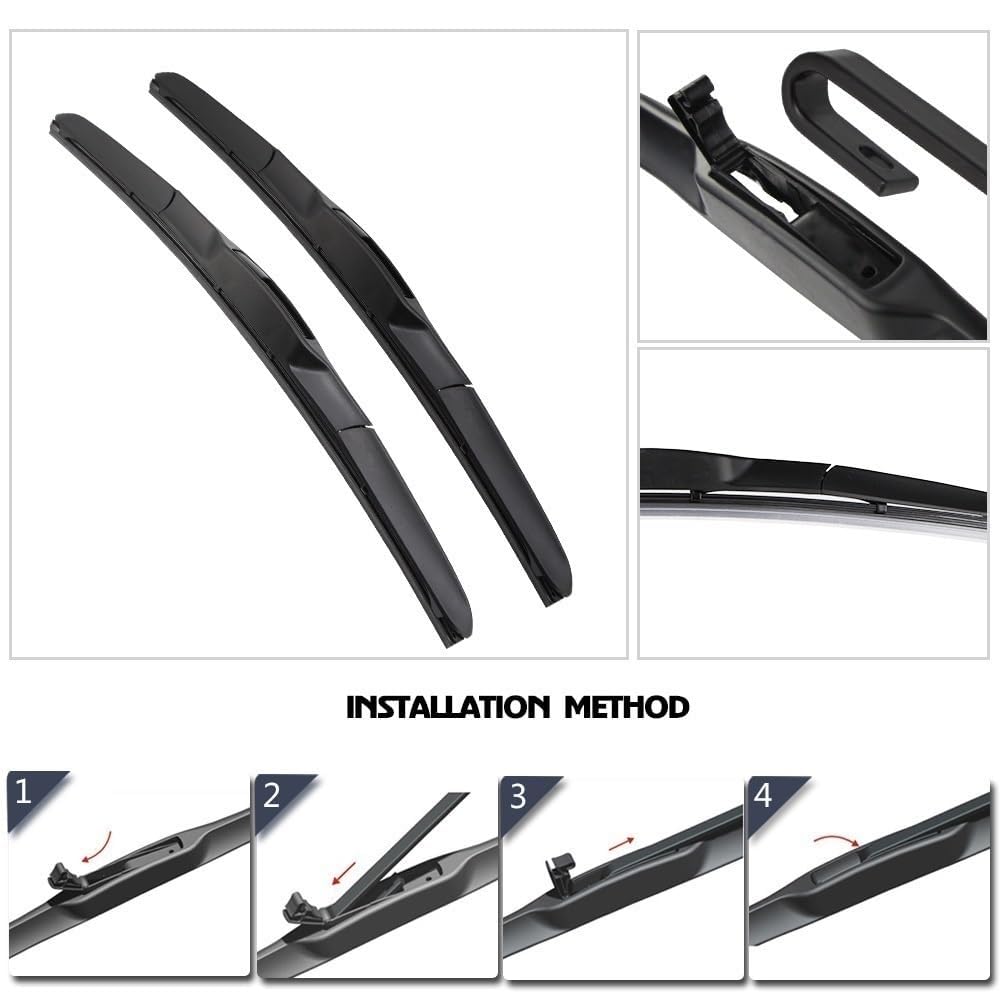 Tergicristalli compatibili con TOYOTA Yaris MK2 XP90 2005-2011 Hatchback Parabrezza anteriore Parabrezza Finestra Tappo di ricarica in gomma 2007 2008 2009 (Color : Front Rear, Size : LHD