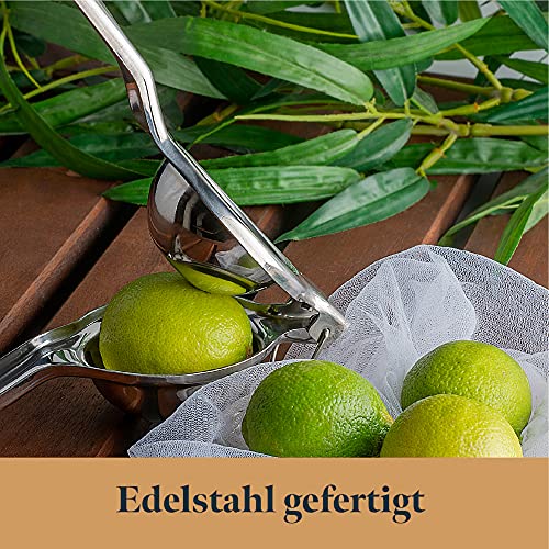 Foto von GOURMEO Zitronenpresse aus Edelstahl - strapazierfähige Zitruspresse Handpresse - spülmaschinenfeste manuelle Limettenpresse - Zitruspresse manuell - Lemon Squeezer