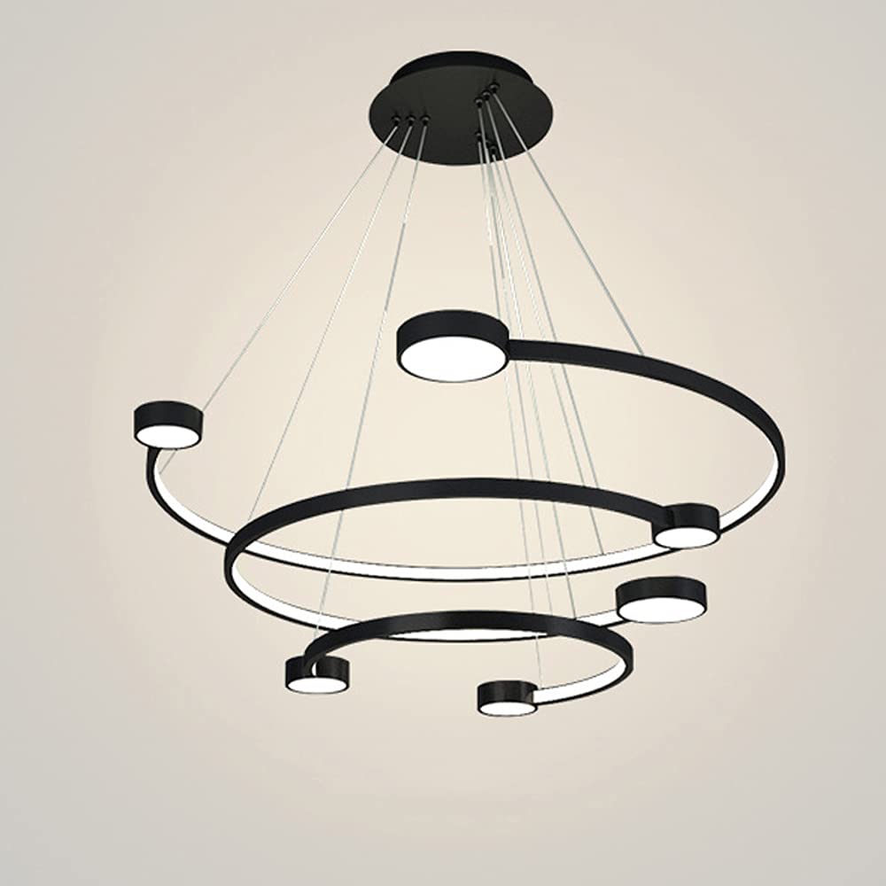 Lustre suspension noir Ayuxian dimmable à télécommande pour salon et cuisine