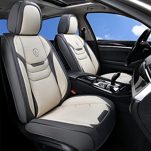 Coverado Car Seat Covers Full Set, 5 Seat Universal Leather Seat Covers for Cars, Waterproof Front and Back Car Seat Protector, Auto Seat Covers Fit for Most Vehicles, Gray - Image 3
