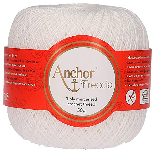 Anchor Freccia Stärke 12 4771012-07901 weiß Häkelgarn, 100 % Baumwolle