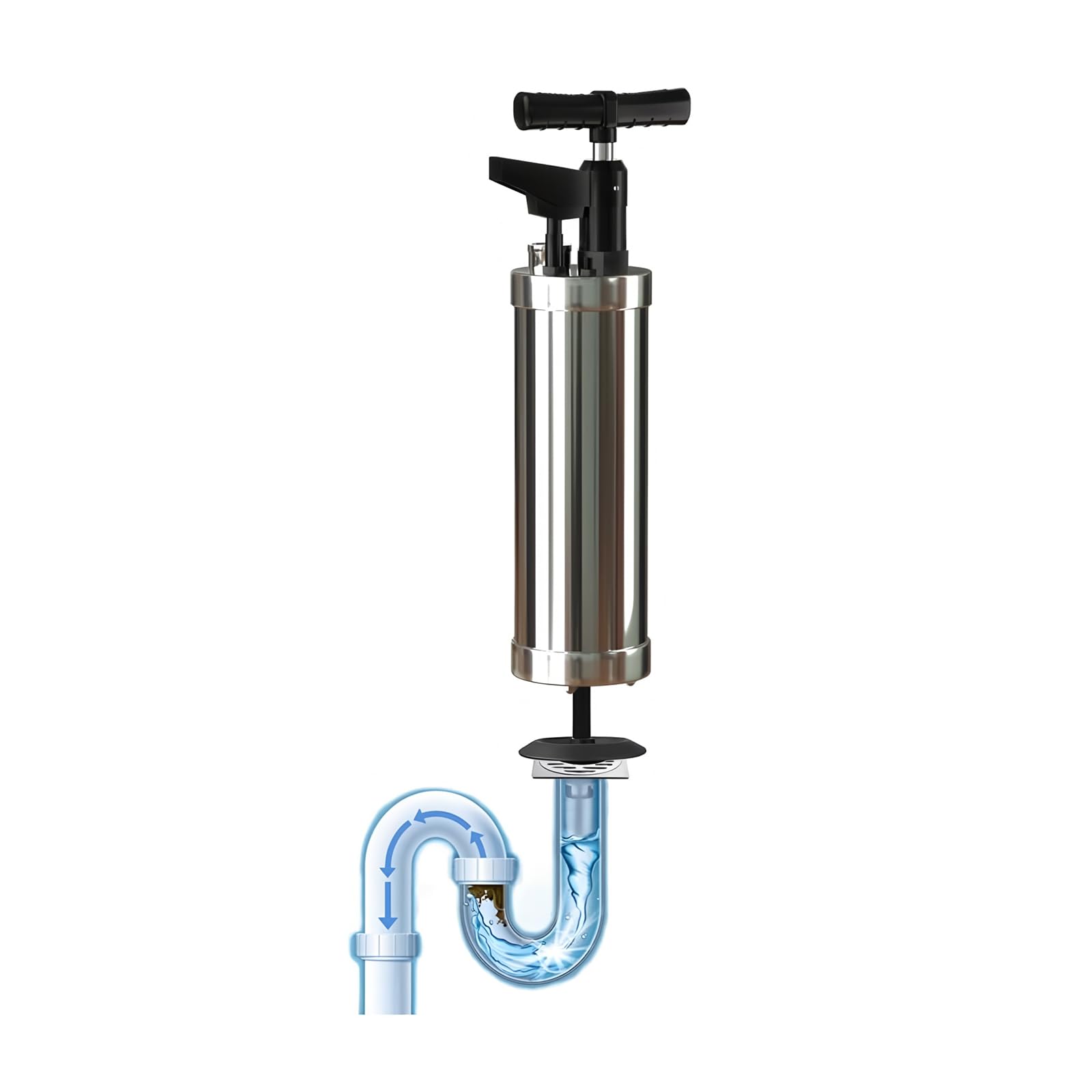 Déboucheur de Toilette à Air Comprimé avec Manomètre Visuel, Déboucheur à Pompe Haute Pression avec 4 Ventouses, Déboucheur WC Piston de Toilette avec Connectez Le Tube