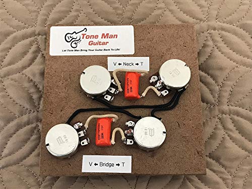 Guitar upgrade prewired kit for Les Paul using. 500K pots short shaft orange drop tone caps.