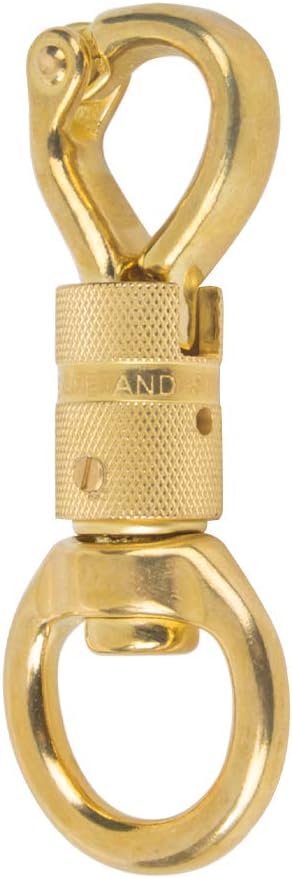 AOWESM Solid Brass Panic Snap Latch — 1-1/8″ × 4-1/4″ (Single Unit) | Round Swivel-Eye Quick-Release Hook – Heavy-Duty Twisted Snap for Horse Tack, Lead Ropes, Cross-Ties, Chains, and More