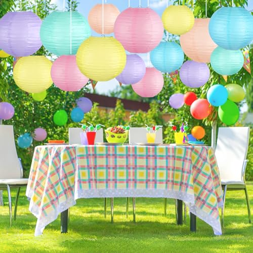 Image of 15-Pack Pastel Classroom Decor, Hanging Paper Lanterns for Parties