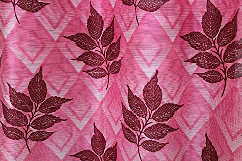 Image of Exporthub 2 Pieces Fancy Design Maroon Flowers Leaf Heavy Quality Polyester Eyelet Window Curtains -Length 5 Feet (EHSPR778 54)