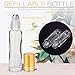 Guzilan Essential Oil Roller Bottles 10ml, Essential Clear Glass Roller Bottles For Traveling, Perfume Cosmetic Liquid with Gold Cap, 24 Pack, Extra Stainless Steel Balls, Labels, Opener, Funnel