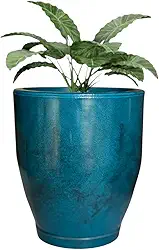 Vaso Redondo Polietileno Planta Cone Bojo Marmorizado Jardim (Azul Petróleo)