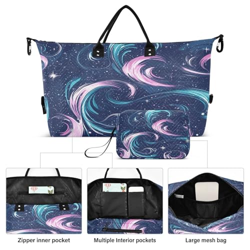 Beautiful Milky Way Galaxy Travel Duffel Bag Large Capacity Weekender Bag with Toiletry Bag Detachable Shoulder Strap Travel Tote Bag for Women2