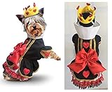 Puppe Love Dog Costume Royal Queen of Hearts Dress & Crown Wonderland Character Outfit (Size 1)