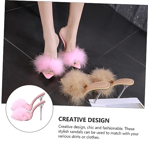 Pantoufles à talons d'été de couleur rose avec semelle extérieure stable - 3