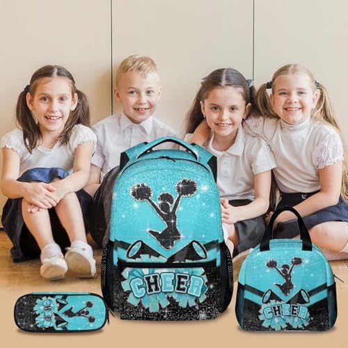 Girls Backpack - Set of 3 Cheer Backpack Gift for Kids Teens School - 17Inch Lightweight Girls Glitter Cheerleading Bookbag for Kindergarten Preschool Primary2