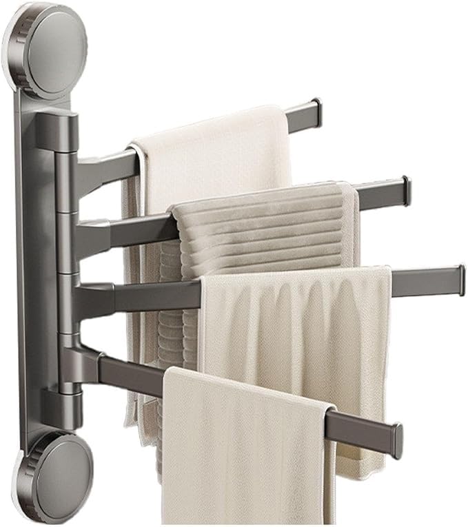 Porte-serviettes mural pivotant à 4 barres avec ventouse pour cuisine et salle de bain
