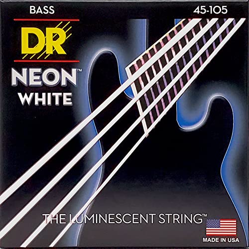 DR Strings NEON 45-105 Jeu de Cordes pour Guitare Basse Blanc - Les Beatles, Paul McCartney, John Lennon, RIngo Starr, George Harrison DR Strings NEON 45-105 Jeu de Cordes pour Guitare Basse Blanc