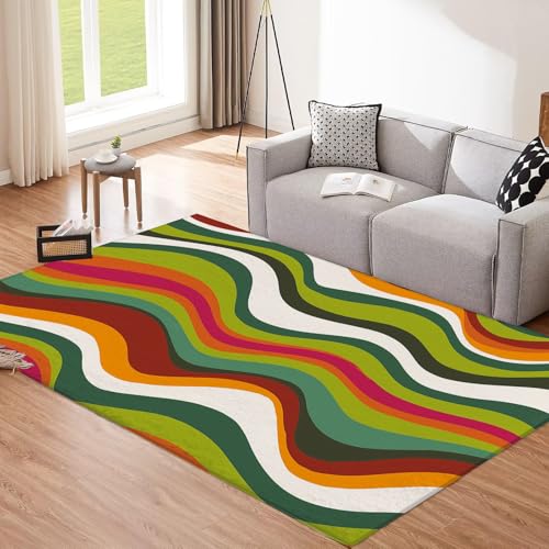 Tapis années 70 lavable et antidérapant 120x180cm vert olive