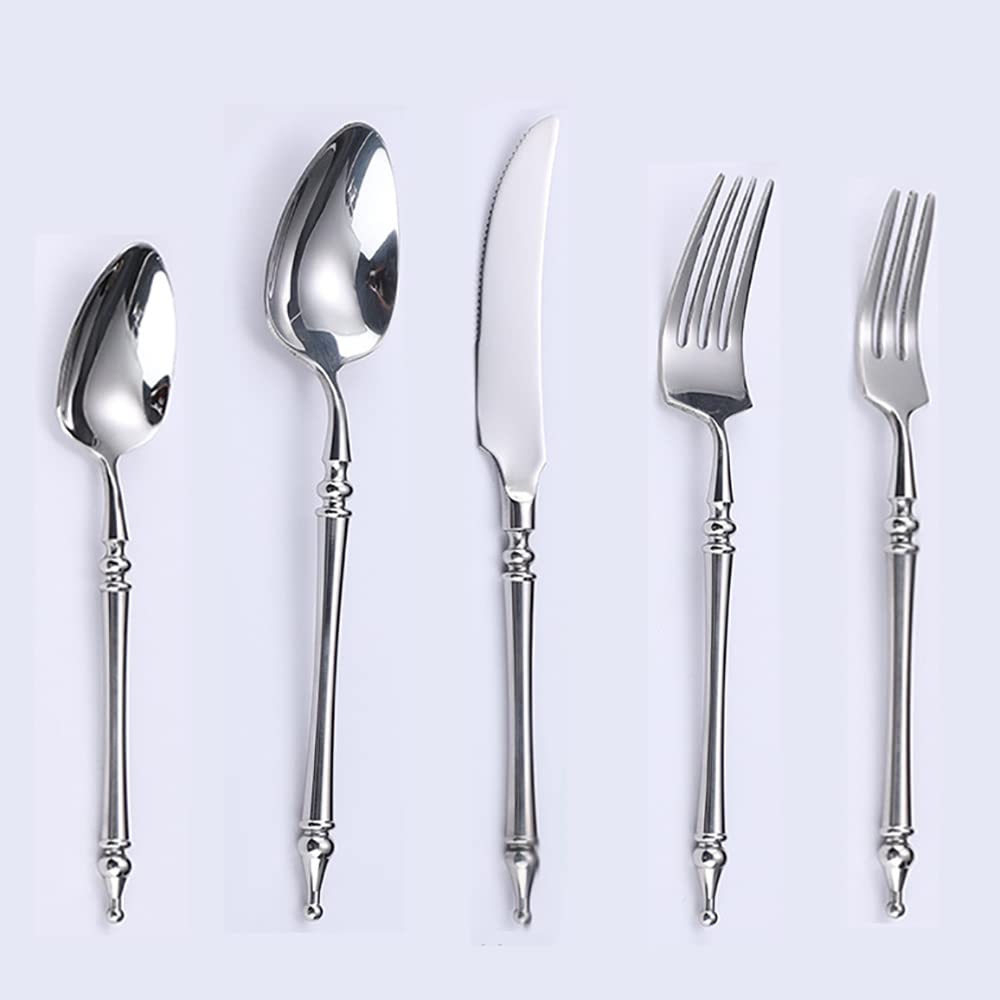 Silverware Set for 10 Modern 50 Piece Flatware Cutlery Utensils Set Durable 18/10 Stainless Steel Include Knives Forks and Spoons Tableware Set for Home Kitchen Wedding Mirror Polished