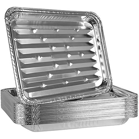 Plasticpro Aluminum Grill Pans, Broiler Pans, Grill Liners, Durable with Ribbed Bottom Surface for BBQ, Grill, Texture Disposable,Pack of 10 Cover