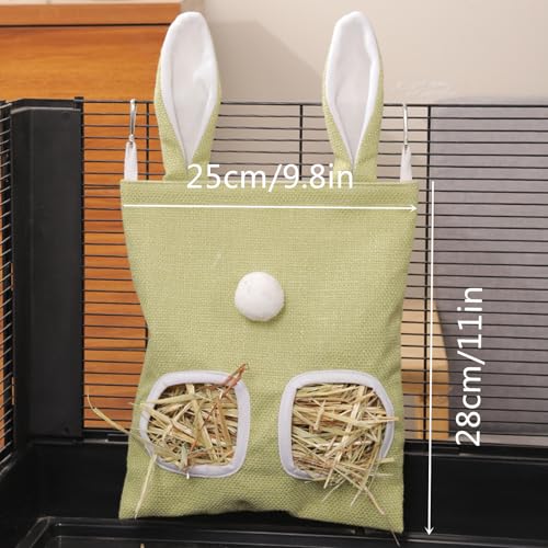 Kaninchen Heutasche, Meerschweinchen Heutasche, Hasen-Futterstation Heutaschen, Hängender Futtersack für Kleintiere, für Kaninchen/Meerschweinchen/Chinchilla (Grün, S)