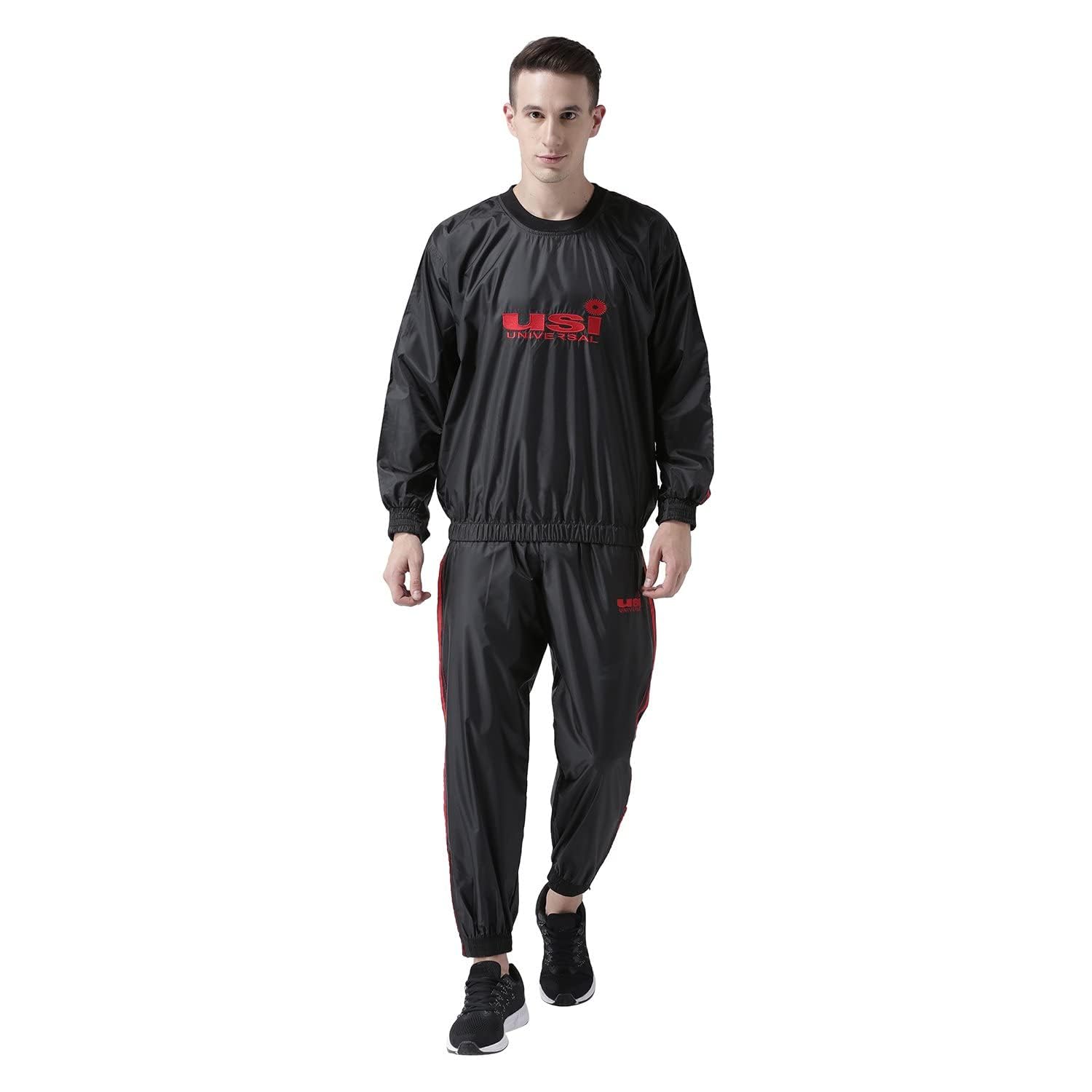 USI UNIVERSAL 415S Mens Black Polyester Sauna Suit for Fitness Weight Loss Exercise Gym Training, Size: XXL,Heavy Polyester, Hook & Loop Fastening (B07QHS97JH) Amazon Price History, Amazon Price Tracker