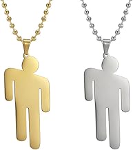 2 Dwarf Stainless Steel Couples Necklace 60 cm Suitable for Valentine's Day Christmas Birthday Gifts (Steel and Gold) 60 cm