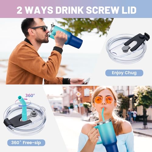 Image of ICIOI 40oz Tumbler with Handle & Straw Lid, Insulated Leak proof Travel Cup | BPA-Free 18 /8 Stainless Steel, Triple-Wall Insulated Cold 34H, Spill Proof Cups with Lids and Straws, Travel Gym Daiyl Mug