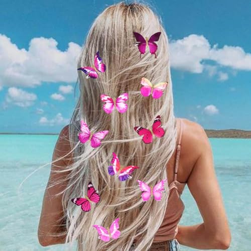 Pinzas para cabello de mariposa rosa, pack de 10 miniatura 7
