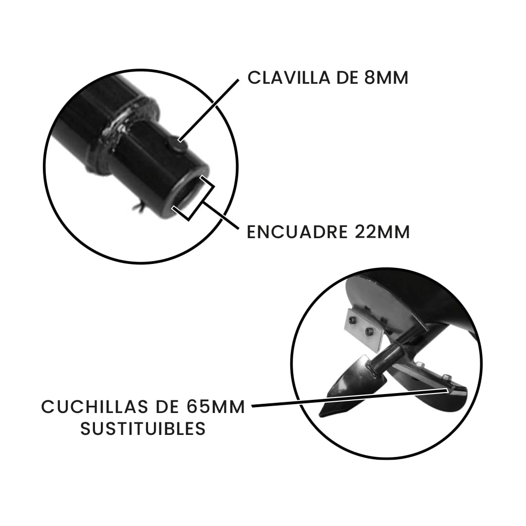 Kawapower Broca ahoyadora de acero de Ø 100, 150 y 200 mm (150 mm)