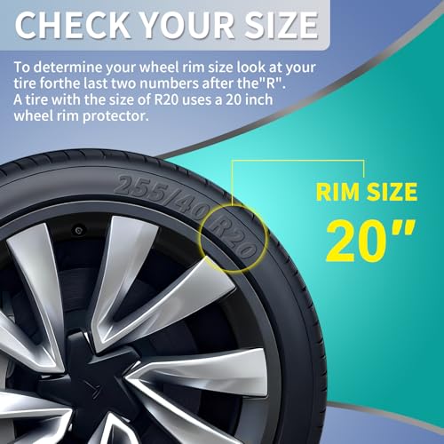 Image of Tesla Model Y Juniper Rim Protector Fit 20 inch Helix 2.0 Wheels 2025-2026|Wheel Covers 20 inch|ABS Guard Hubcap Cover for Curb Rash Prevention| Model Y Juniper Accessories|Matte Black(Set of 4)