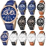 dayutech 12 Pack Men's Leather Quartz Watch Geneva Casual Dress Wrist Band Watches Wholesale Lots Set Watches for Men Bulk