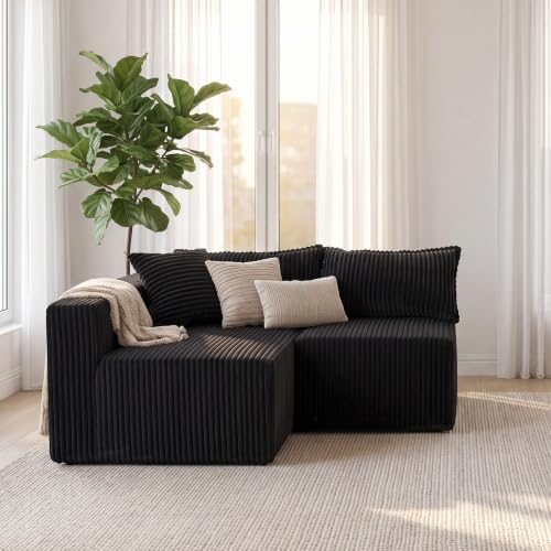 Image of Claiks 64 inch Boneless Couch, Only Left Chaise, Black