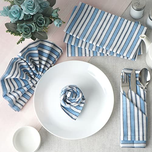 Image of FINGERCRAFT Kitchen Cloth 100% Soft High GSM Cotton Fabric Kitchen Towel, 20 x 30 Inches Perfect Size for Kitchen Uses, Set of 6, Multipurpose Use as Dish Towel, Bar Towel (Blue White Stripe)