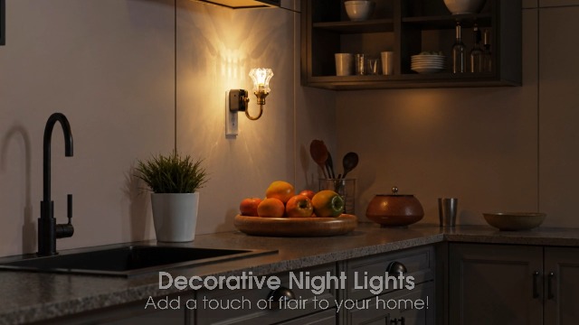 Image of JandCase Night Light, Night Lights Plug into Wall, Glass Floral Nightlight