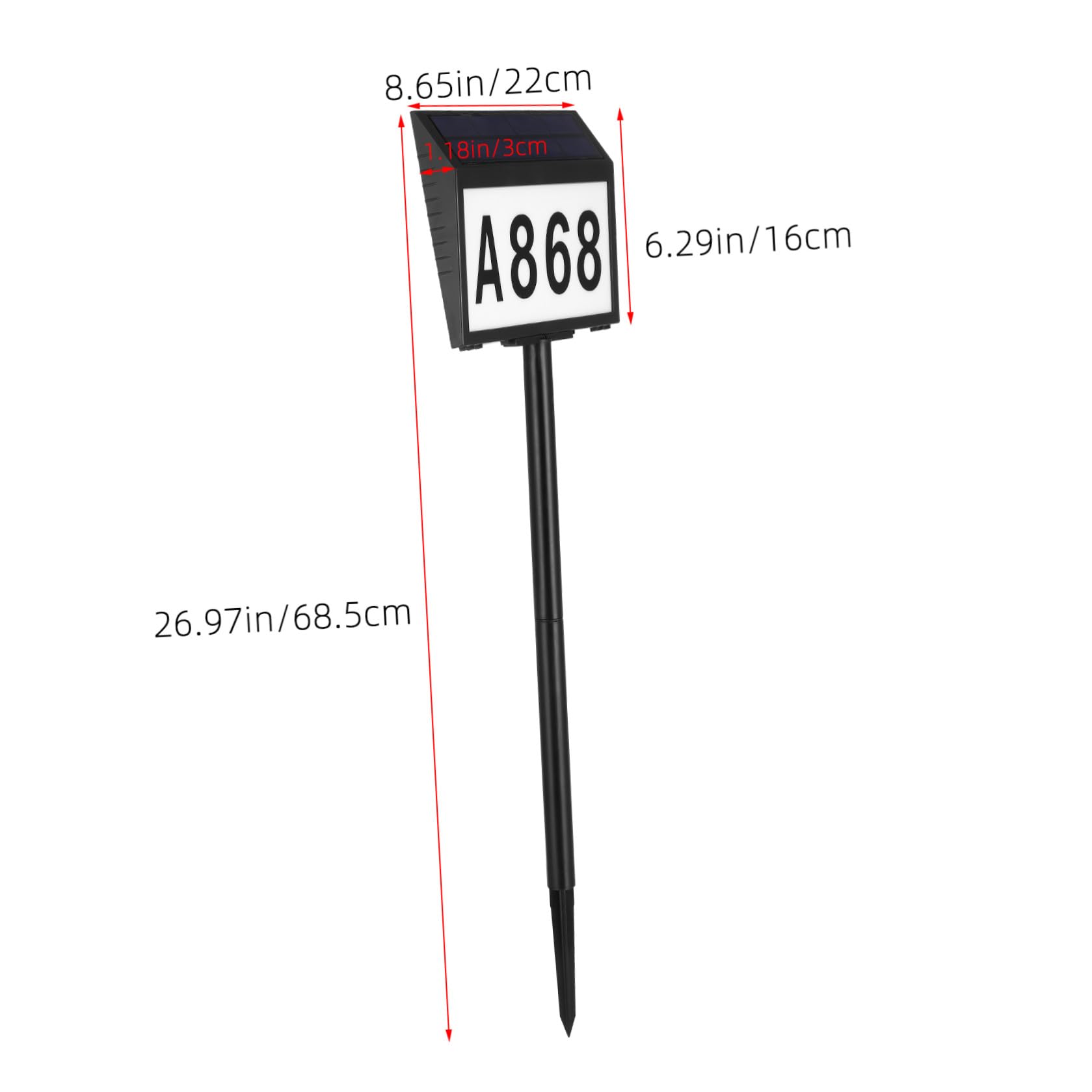 PRETYZOOM Lampada Esterna Solare LED Display Digitale Chiaro e Sensore Crepuscolare, Targa Numero Civico in Plastica Nera per Illuminazione Casa Giardino
