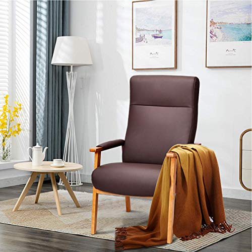 Giantex Accent Arm Chair PU Leather, High Lounge with Comfortable and Removable Cushions