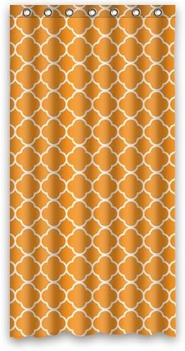 Orange White Quatrefoil Shower Curtains Polyester Fabric Waterproof 36" x 72"