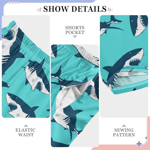 Wild Sea Shark Boys Long Pants Soft Trousers Elastic Waist Kids Lounge Bottoms with Pockets S-XL4