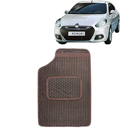 Image of Kingsway Dotted Design Car Floor Foot Mats Universal Fit for Renault Scala, Model Year : 2011-2018, Water and Dustproof, Color Brown, Set of 5 Pieces