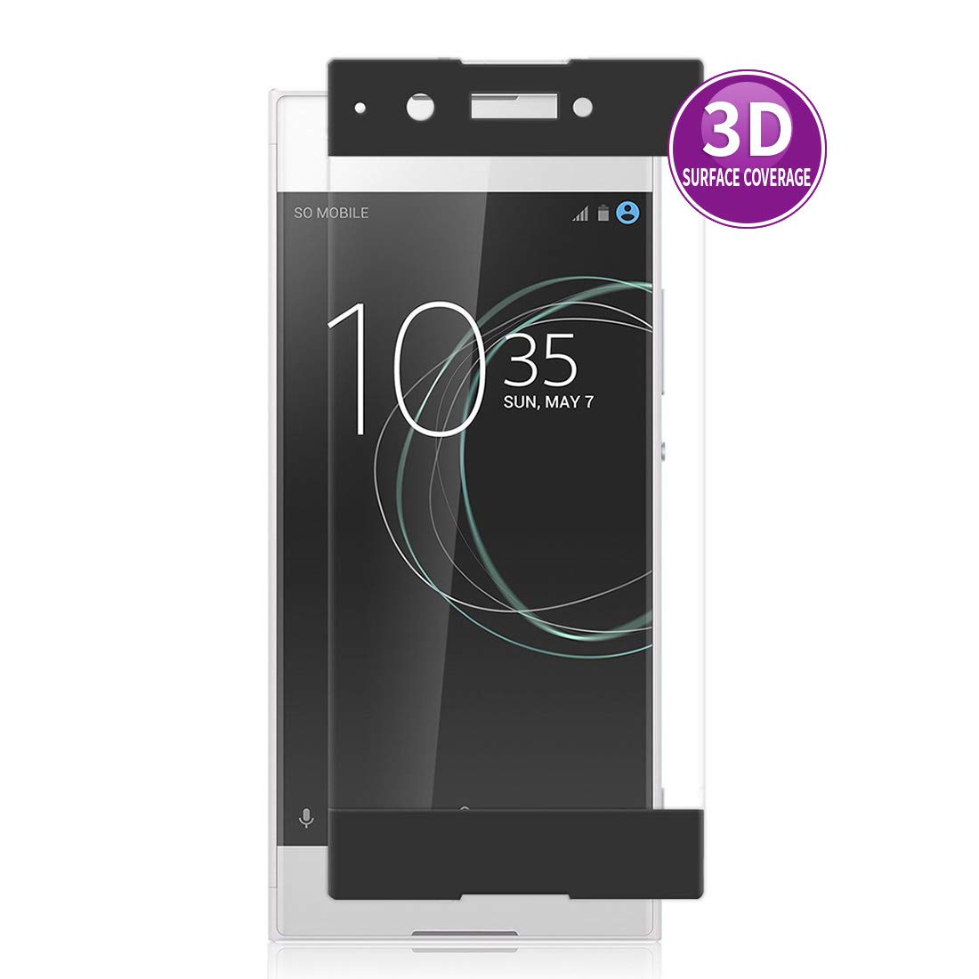 E-Hamii 3D Screen Protector for Sony Xperia XA1 (Black), Complete Cover Protect Film, HD Toughened Glass, Full Protection Anti-Scratch and Anti-fingerprint