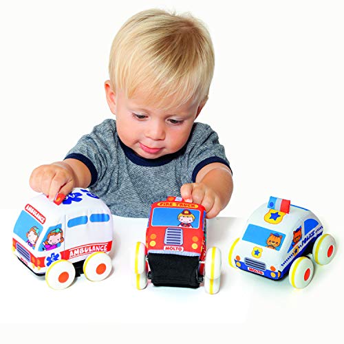 Coches de Tela de fricción Molto Cars&Fun. Juguete blandito Apto para bebés a Partir de 12 Meses, desarrolla la motricidad Fina. Desmontable para Lavar.