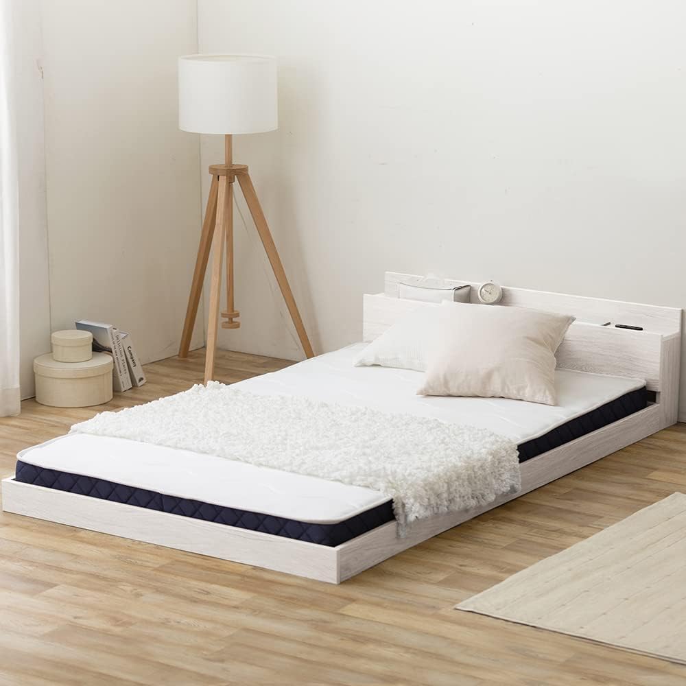 (美品)ニトリ　クイーンベッドフレーム ホワイト 収納.ヘッドボード付き 美品)ニトリクイーンベッドフレーム ホワイト 収納.ヘッドボード付き