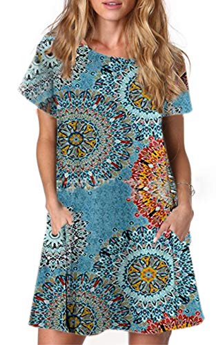 Image of Alaster Women's Casual Summer T Shirt Dress Loose Short Sleeve Tunic Dress with Pocket for Women