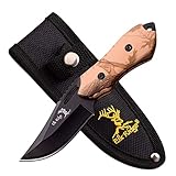 Elk Ridge ER-562BC-MC ER-562BC 4mm Fixed Blade with Nylon Sheath, Camo Coated Pakkawood, 6