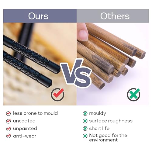 2 Pairs Chopsticks Set Fibreglass Washable Black Sushi Sticks Non-Slip Chopsticks Black 24 cm Alloy Chopsticks Reusable - Image 5