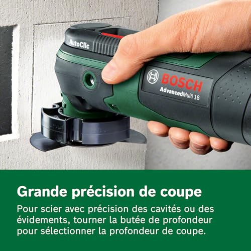 Bosch Home and Garden Outil multifonctions sans fil AdvancedMulti 18 avec set d'accessoires Livré sans batterie ni chargeur système 18V sous emballage carton 0603104000 - vue 6
