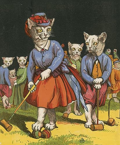 Tableau Chats jouant au croquet Harrison William Weir | Poster d'art mural vintage 60x90