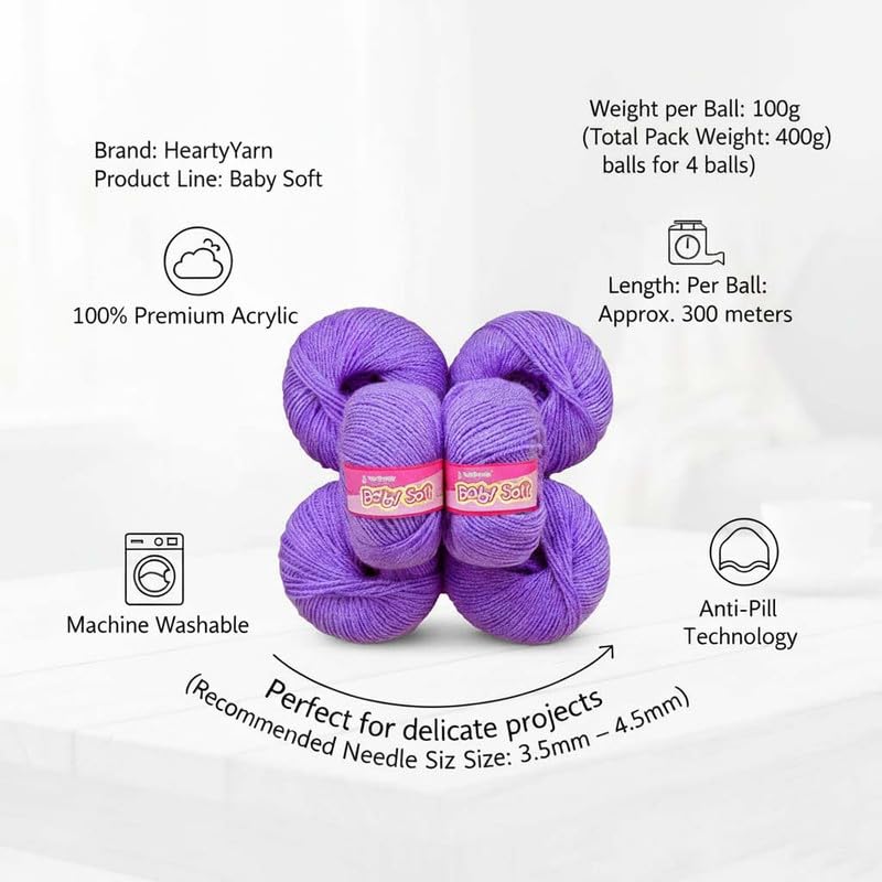 Image of Vard hman 100% Acrylic Wool Iris (6 pc) Baby Wool Wool Ball Hand Knitting Wool /Art Craft Soft Fingering Crochet Hook Yarn, Needle Knitting Yarn Thread Dye S LSD